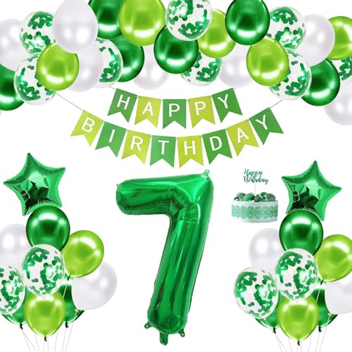 Blue Birthday Decorations Kit - Party Decoration Set with Happy Birthday Balloons, Star Foil Balloons, and Banners for Girls, Boys, Kids, Baby Showers, and Party Supplies (Green-7th) von Ledander