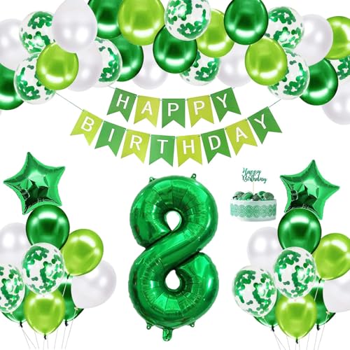 Blue Birthday Decorations Kit - Party Decoration Set with Happy Birthday Balloons, Star Foil Balloons, and Banners for Girls, Boys, Kids, Baby Showers, and Party Supplies (Green-8th) von Ledander