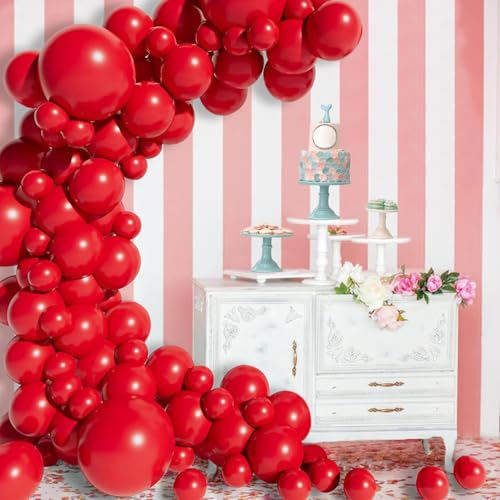 Ledander Ballon Dekorationsset Rot – 113 Stück Rotballons für Girlanden, perfekt für Geburtstagsfeiern, Hochzeiten, Abschlussfeiern und besondere Anlässe. von Ledander