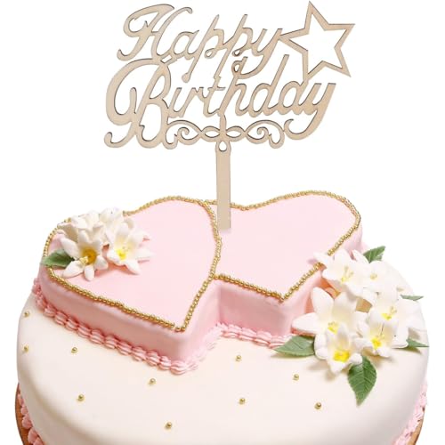 Ledander Goldener Happy Birthday Cake Topper, Einzigartige Kuchendekoration für Geburtstagsfeiern, Ideal für Babys, Kinder, Frauen und Männer, Ein Stück Partyzubehör für besondere Anlässe (1) von Ledander