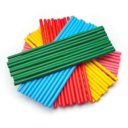 Set mit 50 bunten Bambusstäbchen Ø 5 mm – 5 Farben – Bambusstäbe für Handwerk, DIY, Modellbau und kreative Projekte – ideal zum Basteln und Basteln (15 cm) von Leddy Living