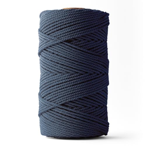 Ledent Makramee Garn (3mm, 120M, Marineblau) doppelt gedreht - Seil Garn für Makramee aus 100% recyceltes Baumwollgarn - Dickes Makrame Garn Basteln von Ledent