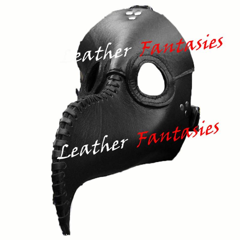 Echtleder Pest Arzt Vogel Maske Langer Nasen Schnabel Cosplay Steampunk Halloween Kostüm Requisiten Schwarz Für Larp von LederFantasies