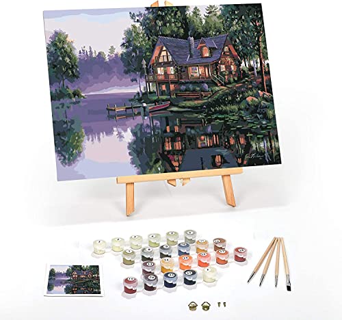 Ledgebay Malen nach Zahlen für Erwachsene mit Pinsel Set (Kabinenfieber) - Paint-By-Numbers Erwachsen Malset mit Rahmen, 30x40 cm Leinwand & Leinwand - Malen Hobbys für Erwachsene & Anfänger von Ledgebay