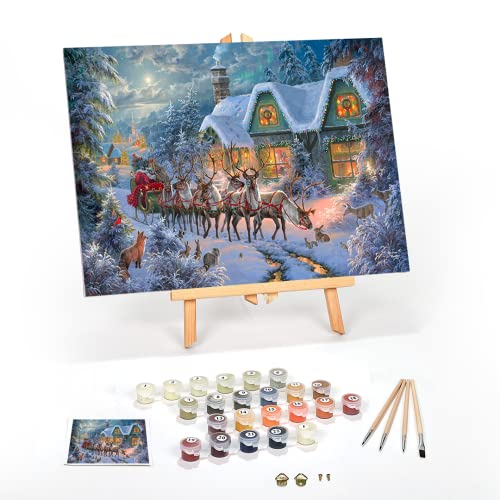 Ledgebay Malen nach Zahlen für Erwachsene: Anfänger bis Fortgeschrittene Zahlen-Malset – DIY-Kunst- und Bastel – Kunstsets enthalten Acrylfarbe und Staffelei (Weihnachtszauber 40,6 x 50,8 cm gerahmt) von Ledgebay