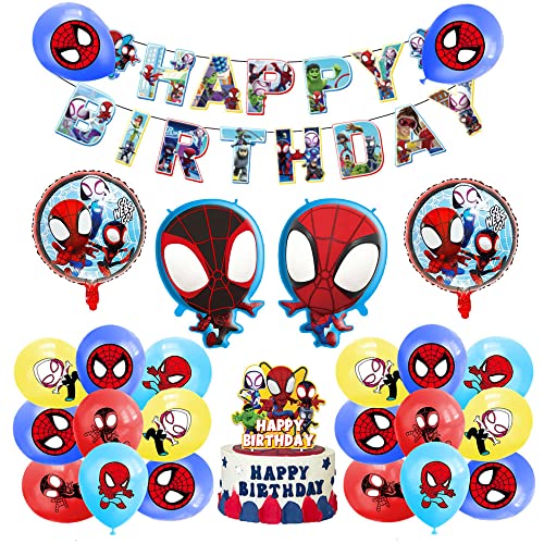 Luftballons Spidey Geburtstag Party Dekoration Spidey und Seine Super-freunde Alles Gute Zum Geburtstag Banner für Amazing Friends Kuchendekoration Aluminium Ballons von Ledudo