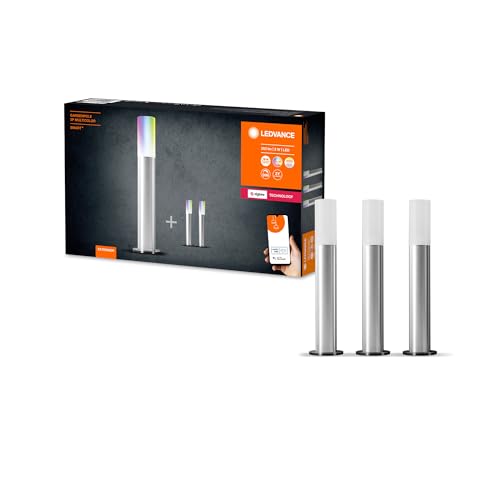 Ledvance Smarte LED-Gartenleuchte Erweiterung-Set mit 3 Poles, dimmbare Lichterkette mit kabelloser Steuerung, Zigbee-Technologie, RGB-Farbsteuerung, Farbtemperatur 2000-6500 K, 3 W für 420 lm von Ledvance