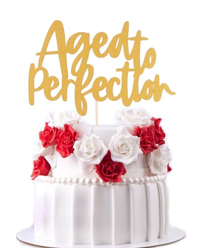 Tortenaufsatz "Aged to Perfection" – Geburtstagsdekoration für Weinliebhaber, Gold-Glitzer, Hochzeit, Verlobung, Jahrestag, Ruhestand, Party-Dekorationen von LeeLeeAn