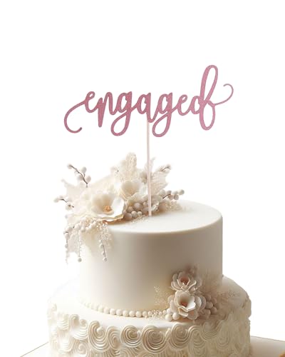 Tortenaufsatz mit Aufschrift "Engaged", Roségold, Verlobungsthema, Hochzeitstag, Brautparty, Junggesellinnenabschied, Kuchendekoration, Partyzubehör von LeeLeeAn