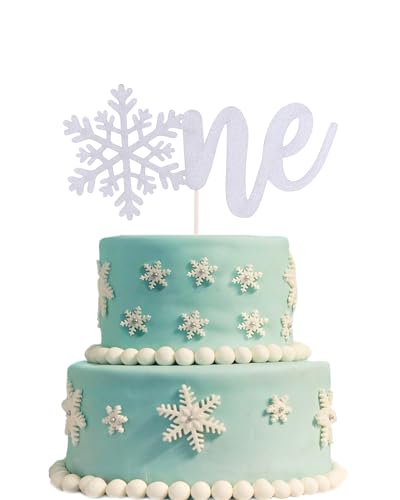 Tortenaufsatz mit Schneeflocken-Motiv, silberfarben, glitzernd, für den ersten Geburtstag, Winter-Onederland-Thema, Baby-Party-Kuchendekorationen von LeeLeeAn