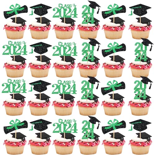 Green Class of 2022 Graduation Cap Cupcake Topper für 2022 Graduation Dekorationen von LeeSky