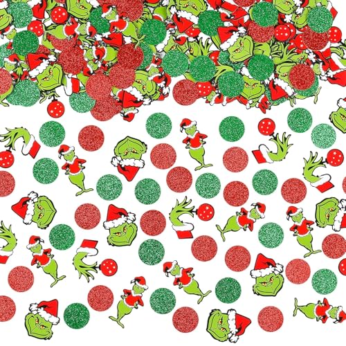 Grinchmas Konfetti Grinchmas Tischkonfetti für Grinchmas Tischdekoration – 200 Stück (Weihnachtstischkonfetti) von LeeSky