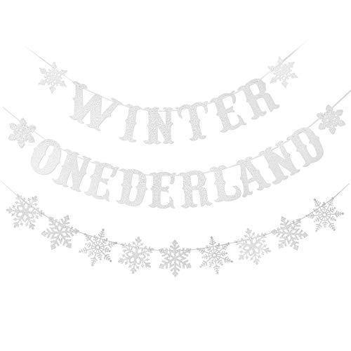 Silberne glitzernde Schneeflocke Winter Onederland Banner und Silber glitzernde Schneeflocke Banner, Schneeflocke Dekorationen, Weihnachten hängende Schneeflocke Dekoration von LeeSky