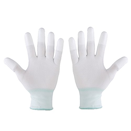 1 Paar Nylon-Quilt-Handschuhe für Maschinen-Quilter, Quilten, Nähen, Größe M, Weiß, weiß, Medium von Leeadwaey