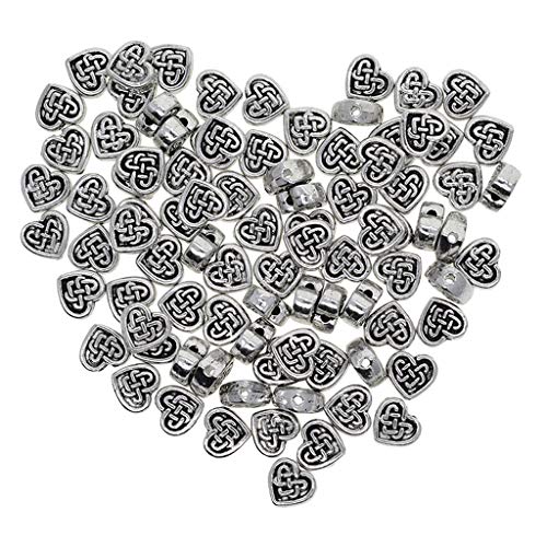 100 Stück tibetische Silber keltische Knoten Herz Abstandshalter lose Perlen Schmuck DIY Herstellung von Leeadwaey