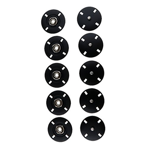 Druckknöpfe zum Aufnähen, Druckknöpfe, Metall, 21 mm, Schwarz, 5 Sets von Leeadwaey