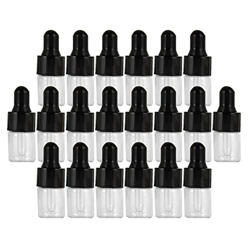 Leeadwaey Leere Glas-Tropfflaschen für Parfümöle, Flüssigkeiten, 1 ml, Schwarz, 20 Stück von Leeadwaey