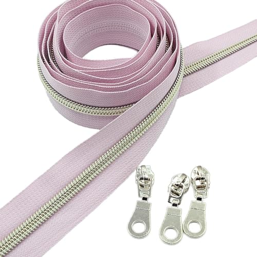 5# Rosa Reißverschlüsse 9.1m hellgoldener Metallic-Nylon-Zähne-Reißverschluss mit 25 Stück Schiebereglern für DIY Nähen Schneider Handwerk Tasche Leekayer von Leekayer