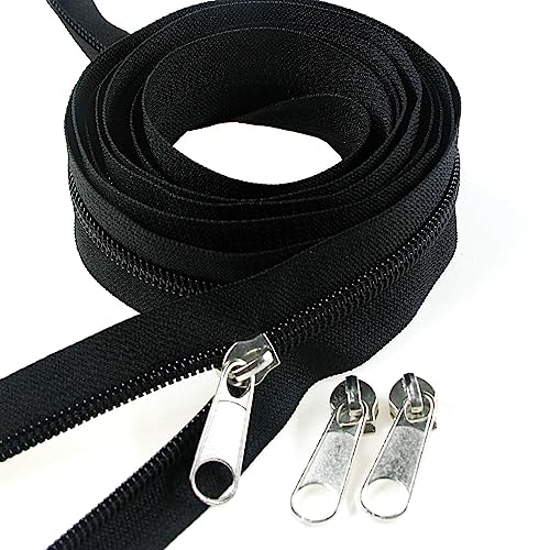 5# Schwarze Nylon Reißverschlüsse 9.1m mit 25 Stück Silbers chiebern für DIY Nähen Schneider Handwerk Tasche Leekayer von Leekayer