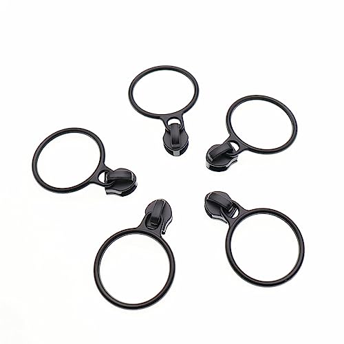 Leekayer 30pcs #5 Ring zieht für Nylon Reißverschlüsse Metall Reißverschluss Schieber für Jacke Gepäck Geldbörsen Taschen Bulk (schwarz) Metall Schieber für Reißverschluss von Leekayer