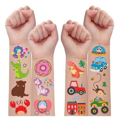 Leesgel Tattoo für Kinder Kinderge Burtstag Gastgeschenke, Temporäre Tattoos Aufkleber Kinder Hautfreundlich, Party Deko Spielzeug Geschenke Set für Jungen Mädchen (12 Stück) von Leesgel