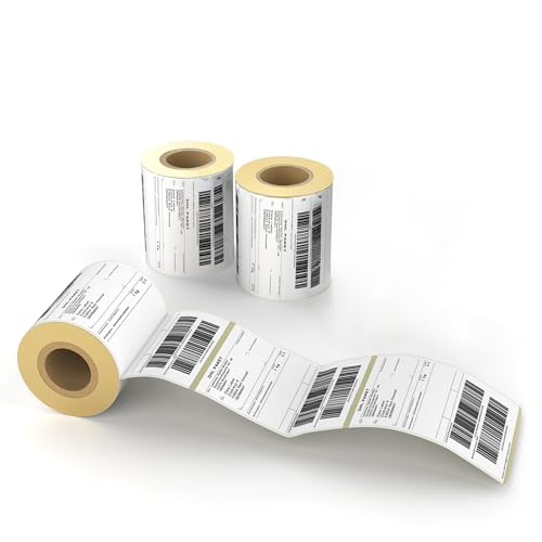 Qio Thermopapier Versandetiketten DHL, UPS und DPD, 4"x 6" 1 Rolle x 250 Etiketten (152x101mm), Versandetiketten fur Label Printer, Selbstklebend und Wasserfest Etiketten Eco-Papier von Leeventi