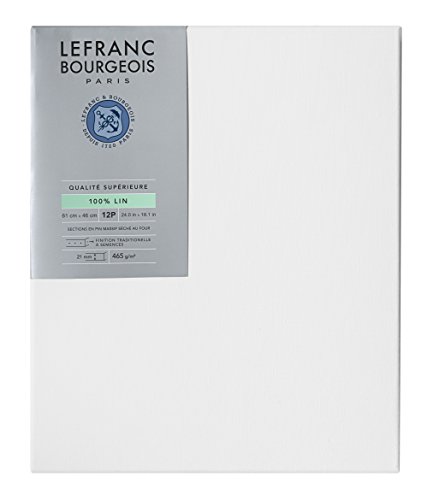 Lefranc Bourgeois 111212 Keilrahmen aus 100% Leinen in Premium Qualität, gebrauchsfertig Grundiert mit Titandioxid Gesso, seitlich genagelt auf massivem Kiefernholz - 12P von Lefranc Bourgeois