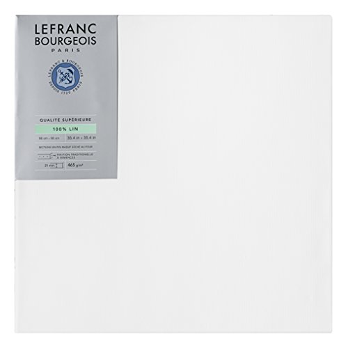 Lefranc Bourgeois 111246 Keilrahmen aus 100% Leinen in Premium Qualität, gebrauchsfertig Grundiert mit Titandioxid Gesso, seitlich genagelt auf massivem Kiefernholz - 90x90cm von Lefranc Bourgeois