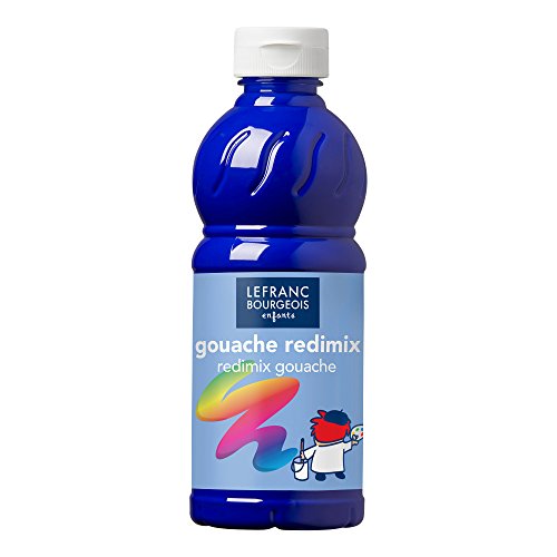 Lefranc Bourgeois 188009 flüssige Tempera Redimix Farbe, leuchtende Gouachefarbe auf Wasserbasis, hohe Deckkraft, hervorragenden Maleigenschaften, gebrauchsfertig, 500ml Flasche - Ultramarin von Lefranc Bourgeois