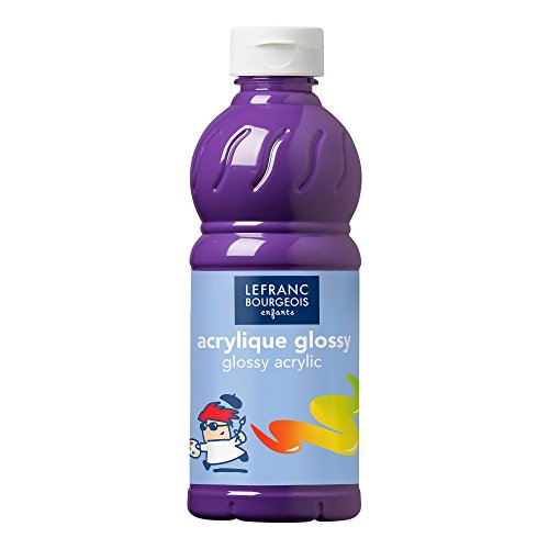 Lefranc Bourgeois 188305 Glossy Kinder - Acrylfarbe, gebrauchsfertige flüssige Acrylfarbe, glänzend und wasserfest, Ideal auf Papier, Karton, Holz, Gips, Metall, Plastik, 500ml Flasche - Violett von Lefranc Bourgeois