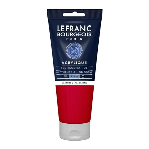 Lefranc Bourgeois 300344 Fine Acrylfarbe - Alizarin Karmin, 200ml Tube, cremige Acrylfarbe auf Wasserbasis, schnell trocknend, lichtecht, wasserfest von Lefranc Bourgeois