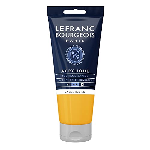 Lefranc Bourgeois 300373 Fine Acrylfarbe - Indischgelb, 80ml Tube, cremige Acrylfarbe auf Wasserbasis, schnell trocknend, lichtecht, wasserfest von Lefranc Bourgeois