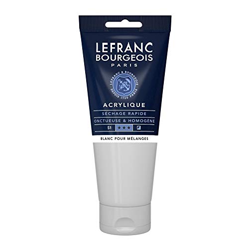 Lefranc Bourgeois 300393 Fine Acrylfarbe - Mischweiss, 200ml Tube, cremige Acrylfarbe auf Wasserbasis, schnell trocknend, lichtecht, wasserfest von Lefranc Bourgeois