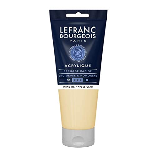 Lefranc Bourgeois 300398 Fine Acrylfarbe - Neapelgelb Hell, 200ml Tube, cremige Acrylfarbe auf Wasserbasis, schnell trocknend, lichtecht, wasserfest von Lefranc Bourgeois