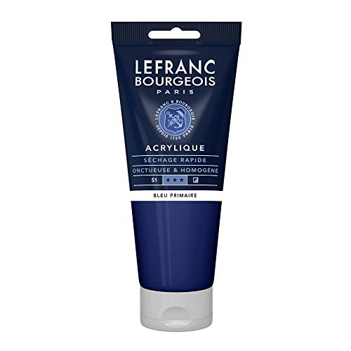 Lefranc Bourgeois 300413 Fine Acrylfarbe - Primärblau, 200ml Tube, cremige Acrylfarbe auf Wasserbasis, schnell trocknend, lichtecht, wasserfest von Lefranc Bourgeois