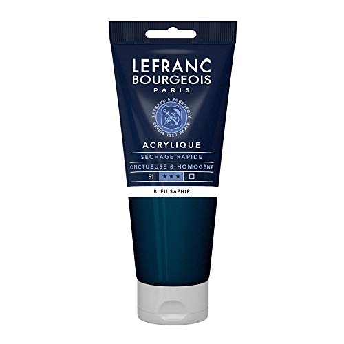 Lefranc Bourgeois 300445 Fine Acrylfarbe - Saphirblau, 200ml Tube, cremige Acrylfarbe auf Wasserbasis, schnell trocknend, lichtecht, wasserfest von Lefranc Bourgeois