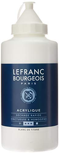 Lefranc Bourgeois 300453 Fine Acrylfarbe - Titanweiss, 750ml Flasche, cremige Acrylfarbe auf Wasserbasis, schnell trocknend, lichtecht, wasserfest von Lefranc Bourgeois