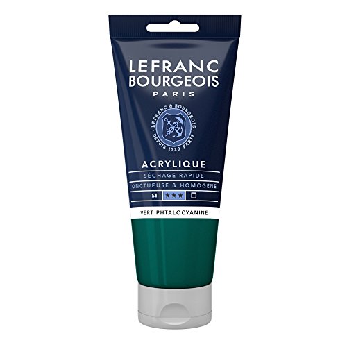 Lefranc Bourgeois 300466 Fine Acrylfarbe - Phthalozyaningrün, 80ml Tube, cremige Acrylfarbe auf Wasserbasis, schnell trocknend, lichtecht, wasserfest von Lefranc Bourgeois