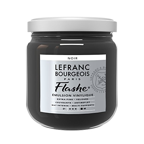 Lefranc Bourgeois 300477 Flashe Acrylfarbe & Vinylfarbe, hochpigmentiert, elastisch, lichtecht, alterungsbeständig, matt, für den Innen- & Außenbereich, 400ml Topf - Schwarz von Lefranc Bourgeois