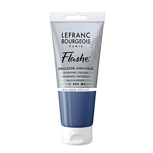 Lefranc Bourgeois 300480 Flashe Acrylfarbe & Vinylfarbe, hochpigmentiert, elastisch, lichtecht, alterungsbeständig, matt, für den Innen- & Außenbereich, 80ml Tube - Aschblau von Lefranc Bourgeois