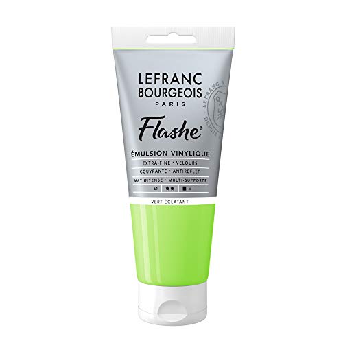 Lefranc Bourgeois 300482 Flashe Acrylfarbe & Vinylfarbe, hochpigmentiert, elastisch, lichtecht, alterungsbeständig, matt, für den Innen- & Außenbereich, 80ml Tube - Feuriggrün von Lefranc Bourgeois