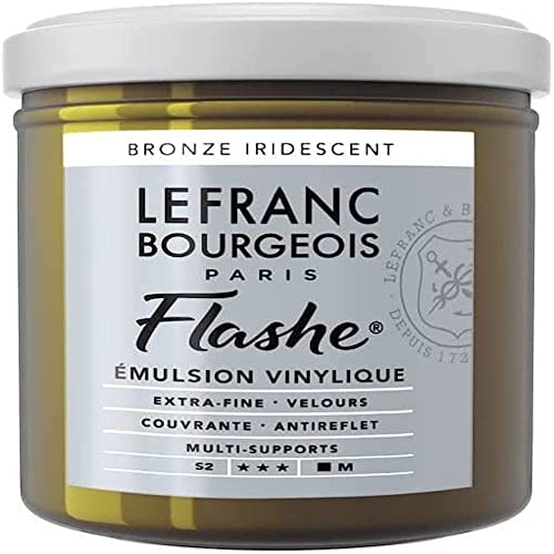 Lefranc Bourgeois 300485 Flashe Acrylfarbe & Vinylfarbe, hochpigmentiert, elastisch, lichtecht, alterungsbeständig, matt, für den Innen- & Außenbereich, 125ml Topf - Irisierende Bronze von Lefranc Bourgeois