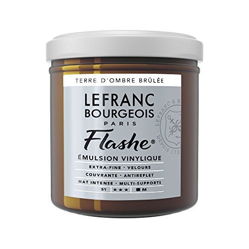 Lefranc Bourgeois 300489 Flashe Acrylfarbe & Vinylfarbe, hochpigmentiert, elastisch, lichtecht, alterungsbeständig, matt, für den Innen- & Außenbereich, 125ml Topf - Umbra Gebrannt von DERWENT