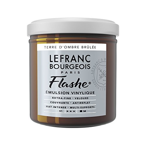 Lefranc Bourgeois 300489 Flashe Acrylfarbe & Vinylfarbe, hochpigmentiert, elastisch, lichtecht, alterungsbeständig, matt, für den Innen- & Außenbereich, 125ml Topf - Umbra Gebrannt von Derwent