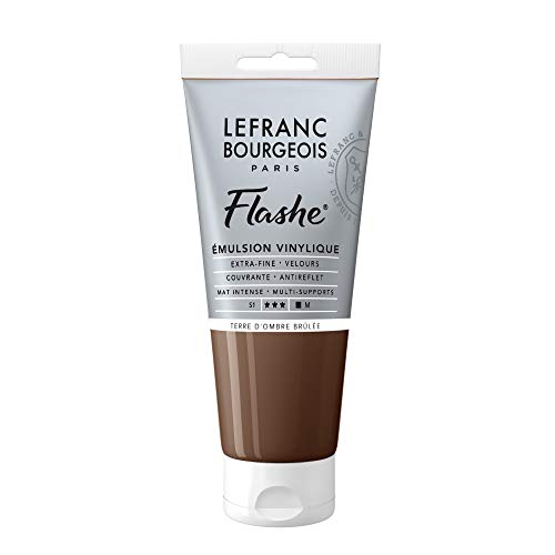 Lefranc Bourgeois 300490 Flashe Acrylfarbe & Vinylfarbe, hochpigmentiert, elastisch, lichtecht, alterungsbeständig, matt, für den Innen- & Außenbereich, 80ml Tube - Umbra Gebrannt von Lefranc Bourgeois