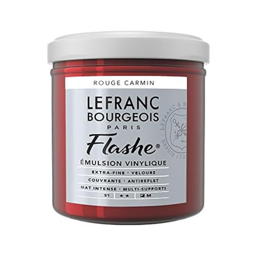 Lefranc Bourgeois 300491 Flashe Acrylfarbe & Vinylfarbe, hochpigmentiert, elastisch, lichtecht, alterungsbeständig, matt, für den Innen- & Außenbereich, 125ml Topf - Karminrot von Lefranc Bourgeois