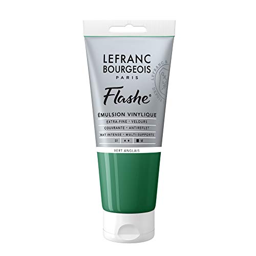 Lefranc Bourgeois 300497 Flashe Acrylfarbe & Vinylfarbe, hochpigmentiert, elastisch, lichtecht, alterungsbeständig, matt, für den Innen- & Außenbereich, 80ml Tube - Englischgrün von Lefranc Bourgeois