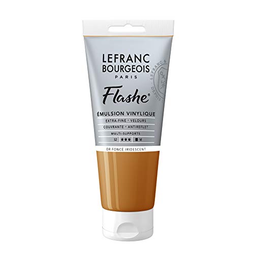 Lefranc Bourgeois 300506 Flashe Acrylfarbe & Vinylfarbe, hochpigmentiert, elastisch, lichtecht, alterungsbeständig, matt, für den Innen- & Außenbereich, 80ml Tube - Irisierendes Tiefes Gold von Lefranc Bourgeois