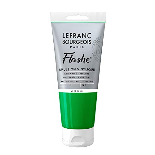 Lefranc Bourgeois 300516 Flashe Acrylfarbe & Vinylfarbe, hochpigmentiert, elastisch, lichtecht, alterungsbeständig, matt, für den Innen- & Außenbereich, 80ml Tube - Fluogrün von Lefranc Bourgeois