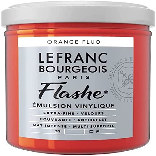 Lefranc Bourgeois 300517 Flashe Acrylfarbe & Vinylfarbe, hochpigmentiert, elastisch, lichtecht, alterungsbeständig, matt, für den Innen- & Außenbereich, 125ml Topf - Fluoorange von Lefranc Bourgeois